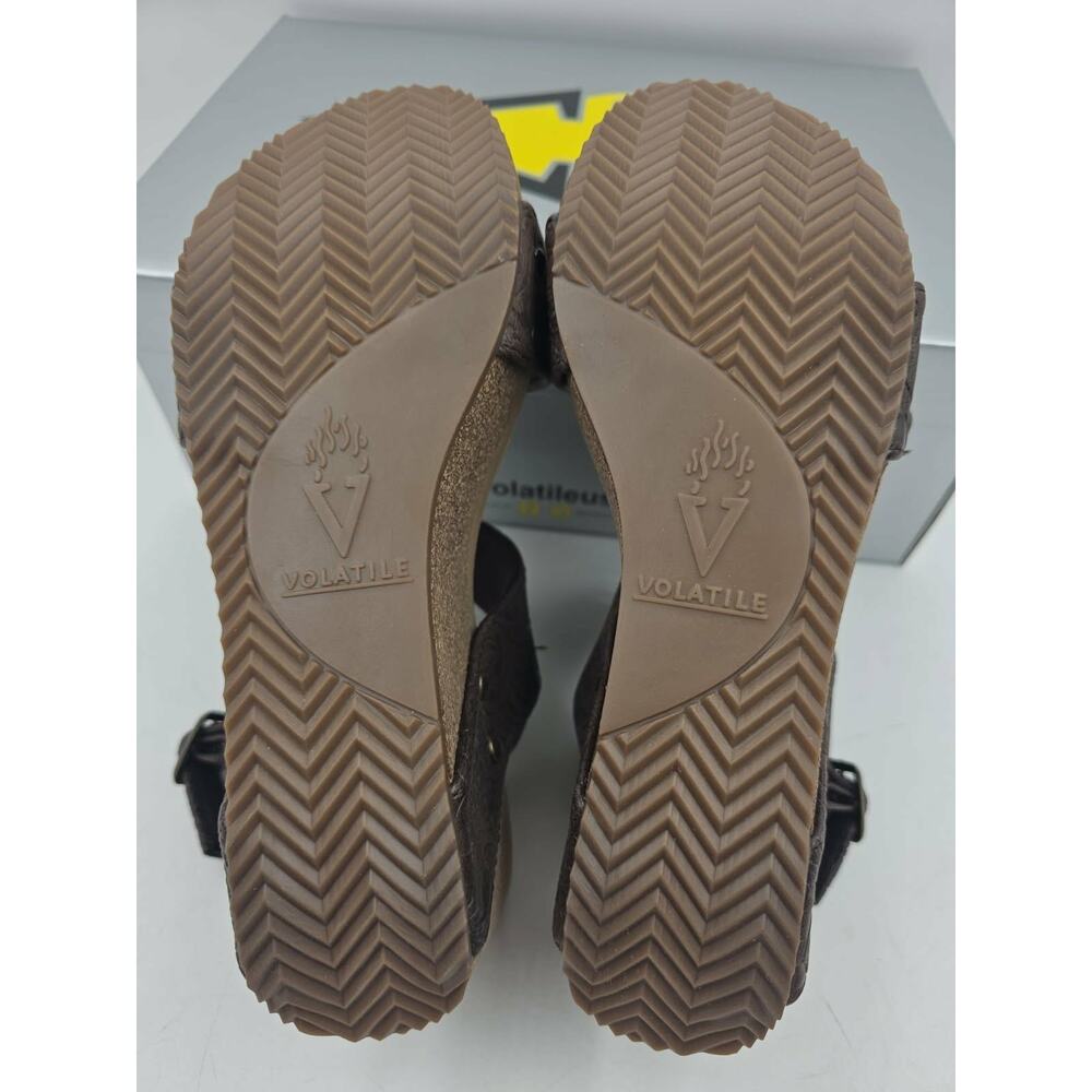 Volatile Women's 7 Size Summerlove Embossed Brow Wedge Heel Ankle Strap Sandals - Picture 3 of 3